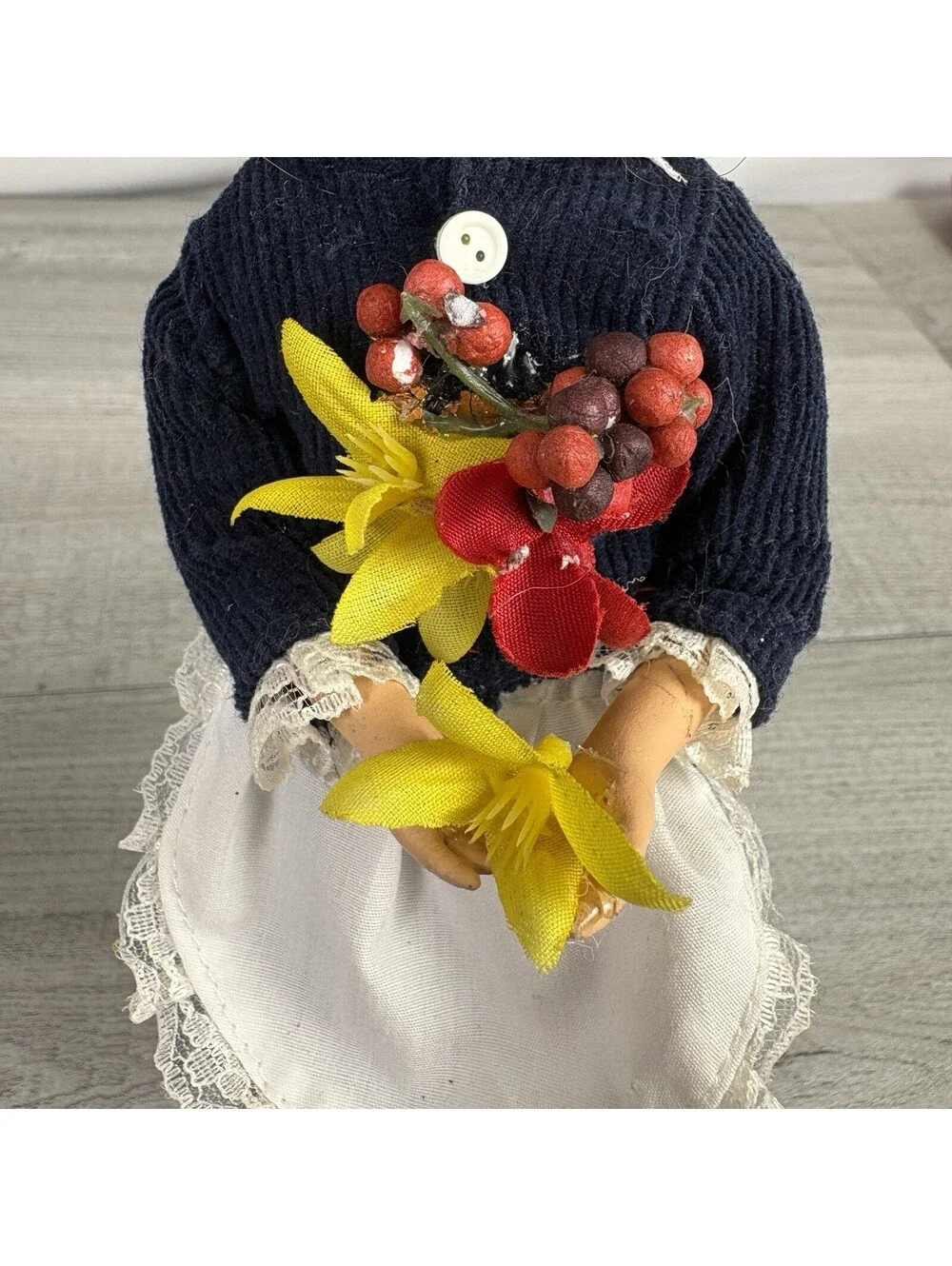 Vintage Thanksgiving Pilgrim Boy Girl Dolls Turkey Flowers 10” Pair